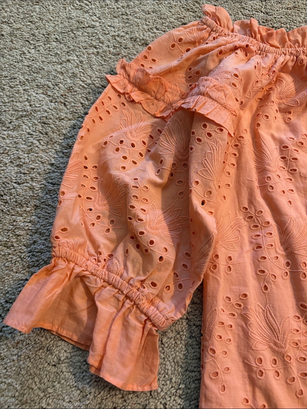 Seen Worn Kept Anthropologie Flora Jane Eyelet Lace Blouse Peach Sz 6 boho comfy - Picture 6 of 8